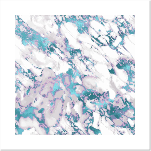 Marble Pattern Aesthetic Purple Blue Teal Wall Art by jodotodesign